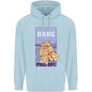 Pull Up Funny Cat Gym Training Childrens Kids Hoodie Light Blue