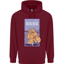 Pull Up Funny Cat Gym Training Childrens Kids Hoodie Maroon