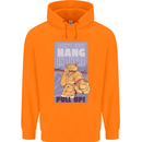 Pull Up Funny Cat Gym Training Childrens Kids Hoodie Orange