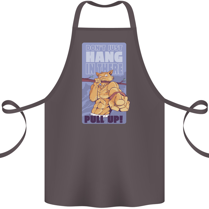 Pull Up Funny Cat Gym Training Cotton Apron 100% Organic Dark Grey