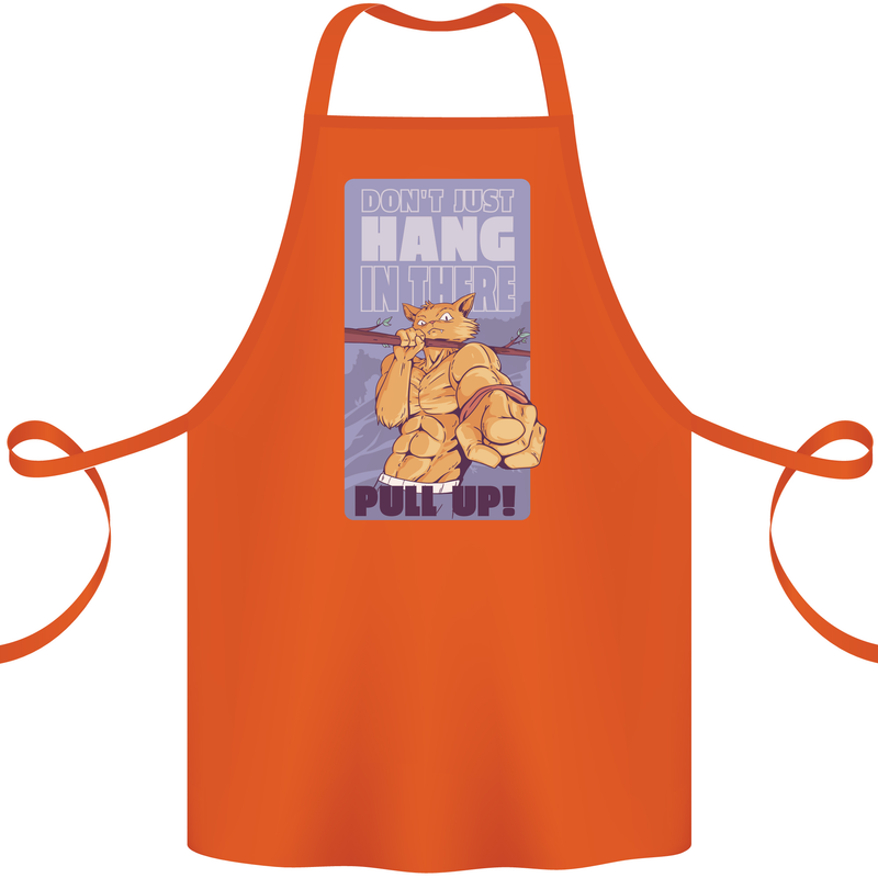 Pull Up Funny Cat Gym Training Cotton Apron 100% Organic Orange