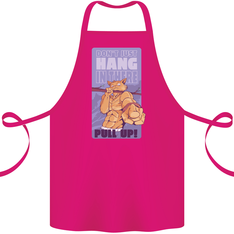 Pull Up Funny Cat Gym Training Cotton Apron 100% Organic Pink