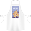 Pull Up Funny Cat Gym Training Cotton Apron 100% Organic White