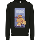 Pull Up Funny Cat Gym Training Kids Sweatshirt Jumper Black