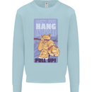 Pull Up Funny Cat Gym Training Kids Sweatshirt Jumper Light Blue