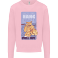 Pull Up Funny Cat Gym Training Kids Sweatshirt Jumper Light Pink