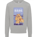 Pull Up Funny Cat Gym Training Kids Sweatshirt Jumper Sports Grey