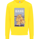 Pull Up Funny Cat Gym Training Kids Sweatshirt Jumper Yellow