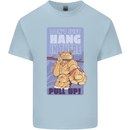 Pull Up Funny Cat Gym Training Kids T-Shirt Childrens Light Blue