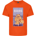 Pull Up Funny Cat Gym Training Kids T-Shirt Childrens Orange