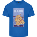 Pull Up Funny Cat Gym Training Kids T-Shirt Childrens Royal Blue