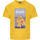 Pull Up Funny Cat Gym Training Kids T-Shirt Childrens Yellow