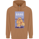 Pull Up Funny Cat Gym Training Mens 80% Cotton Hoodie Caramel Latte