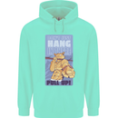 Pull Up Funny Cat Gym Training Mens 80% Cotton Hoodie Peppermint