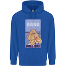 Pull Up Funny Cat Gym Training Mens 80% Cotton Hoodie Royal Blue