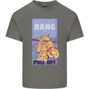 Pull Up Funny Cat Gym Training Mens Cotton T-Shirt Tee Top Charcoal