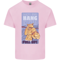 Pull Up Funny Cat Gym Training Mens Cotton T-Shirt Tee Top Light Pink