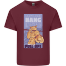Pull Up Funny Cat Gym Training Mens Cotton T-Shirt Tee Top Maroon