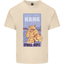 Pull Up Funny Cat Gym Training Mens Cotton T-Shirt Tee Top Natural