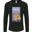 Pull Up Funny Cat Gym Training Mens Long Sleeve T-Shirt Black