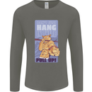 Pull Up Funny Cat Gym Training Mens Long Sleeve T-Shirt Charcoal