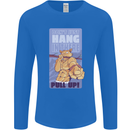 Pull Up Funny Cat Gym Training Mens Long Sleeve T-Shirt Royal Blue