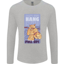Pull Up Funny Cat Gym Training Mens Long Sleeve T-Shirt Sports Grey