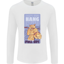 Pull Up Funny Cat Gym Training Mens Long Sleeve T-Shirt White