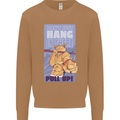 Pull Up Funny Cat Gym Training Mens Sweatshirt Jumper Caramel Latte