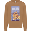 Pull Up Funny Cat Gym Training Mens Sweatshirt Jumper Caramel Latte