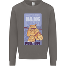 Pull Up Funny Cat Gym Training Mens Sweatshirt Jumper Charcoal