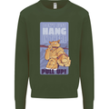 Pull Up Funny Cat Gym Training Mens Sweatshirt Jumper Forest Green