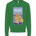 Pull Up Funny Cat Gym Training Mens Sweatshirt Jumper Irish Green