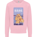 Pull Up Funny Cat Gym Training Mens Sweatshirt Jumper Light Pink