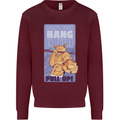 Pull Up Funny Cat Gym Training Mens Sweatshirt Jumper Maroon