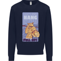 Pull Up Funny Cat Gym Training Mens Sweatshirt Jumper Navy Blue