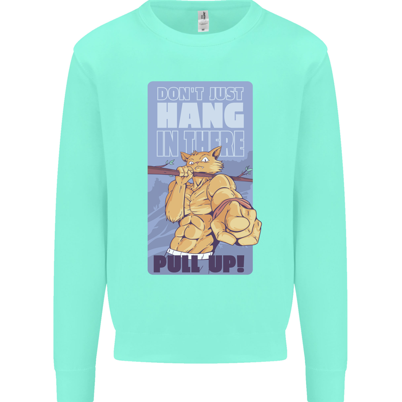 Pull Up Funny Cat Gym Training Mens Sweatshirt Jumper Peppermint