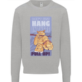 Pull Up Funny Cat Gym Training Mens Sweatshirt Jumper Sports Grey