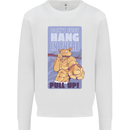 Pull Up Funny Cat Gym Training Mens Sweatshirt Jumper White