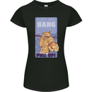 Pull Up Funny Cat Gym Training Womens Petite Cut T-Shirt Black