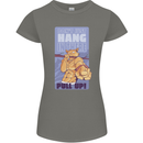 Pull Up Funny Cat Gym Training Womens Petite Cut T-Shirt Charcoal