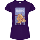 Pull Up Funny Cat Gym Training Womens Petite Cut T-Shirt Purple