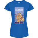 Pull Up Funny Cat Gym Training Womens Petite Cut T-Shirt Royal Blue