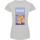 Pull Up Funny Cat Gym Training Womens Petite Cut T-Shirt Sports Grey