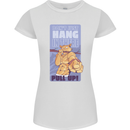 Pull Up Funny Cat Gym Training Womens Petite Cut T-Shirt White