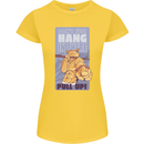 Pull Up Funny Cat Gym Training Womens Petite Cut T-Shirt Yellow