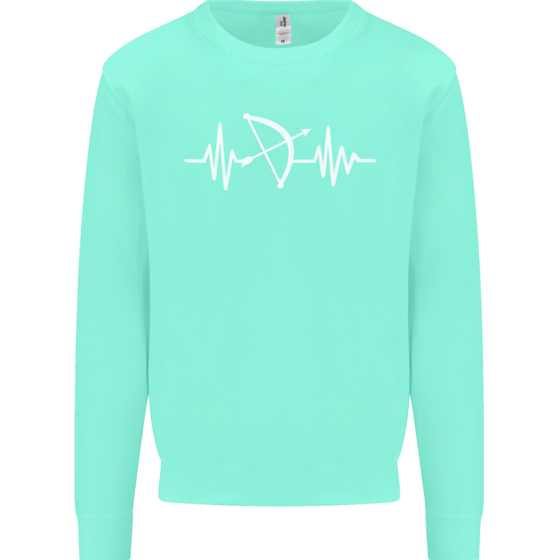 Pulse Archery Archer Funny ECG Kids Sweatshirt Jumper Peppermint
