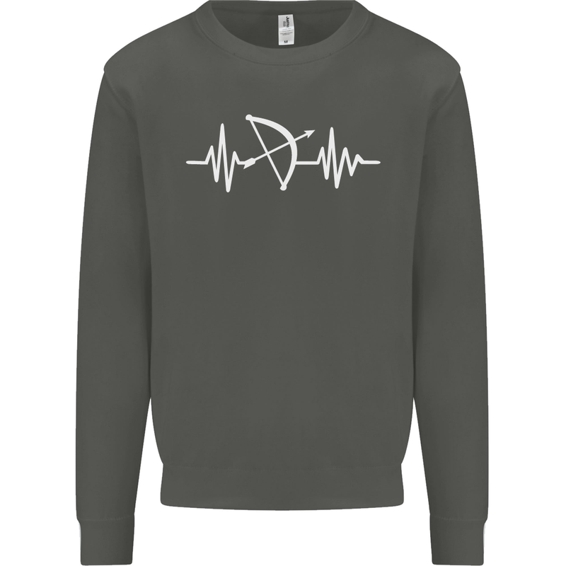 Pulse Archery Archer Funny ECG Kids Sweatshirt Jumper Storm Grey
