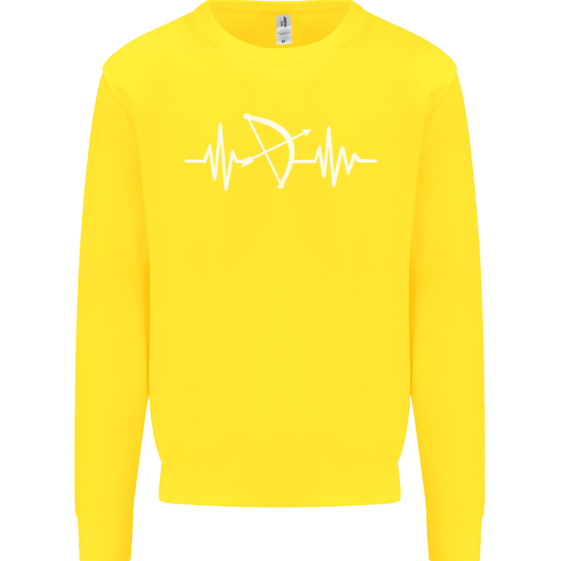 Pulse Archery Archer Funny ECG Kids Sweatshirt Jumper Yellow