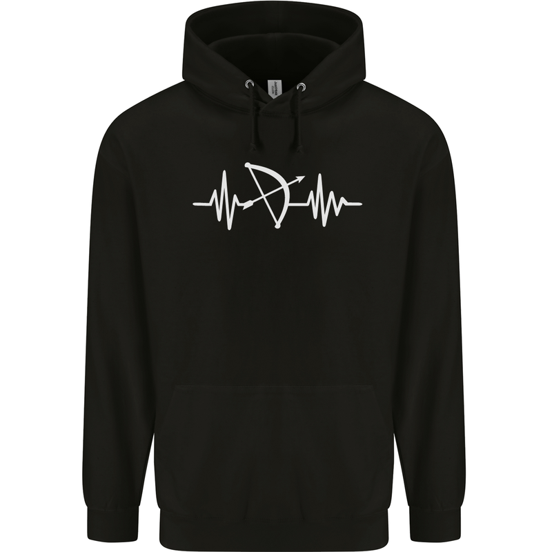 Pulse Archery Archer Funny ECG Mens 80% Cotton Hoodie Black